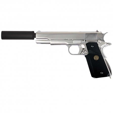 WE 1911 Chrome MEU Full Metal Airsoft Gun Pistol