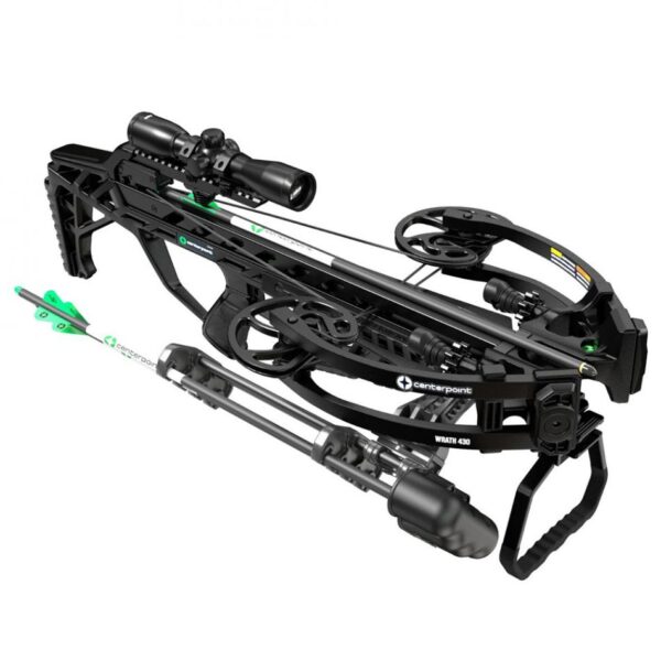 AXCPABP430 : Wrath 430 3×20″ Crbn 4×32 Ill Scope Quiver Rail Lube Cocking Sled 3-pos folding stirrup