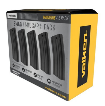 Valken 140rd SMAG Mid-Cap Airsoft Magazines - 5 Pack