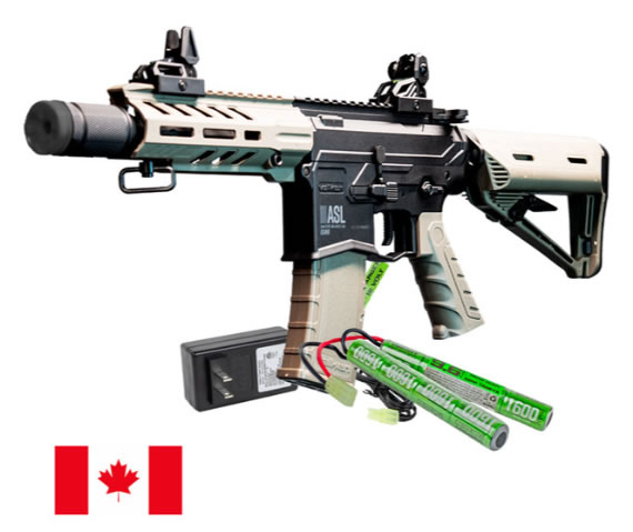 Valken ASL Series Echo AEG Airsoft Rifle w/ Battery & Charger Combo (Black/Tan) - Canada