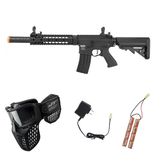 Lancer Tactical M4 Gen 2 SD AEG Airsoft Gun Starter Package – Black